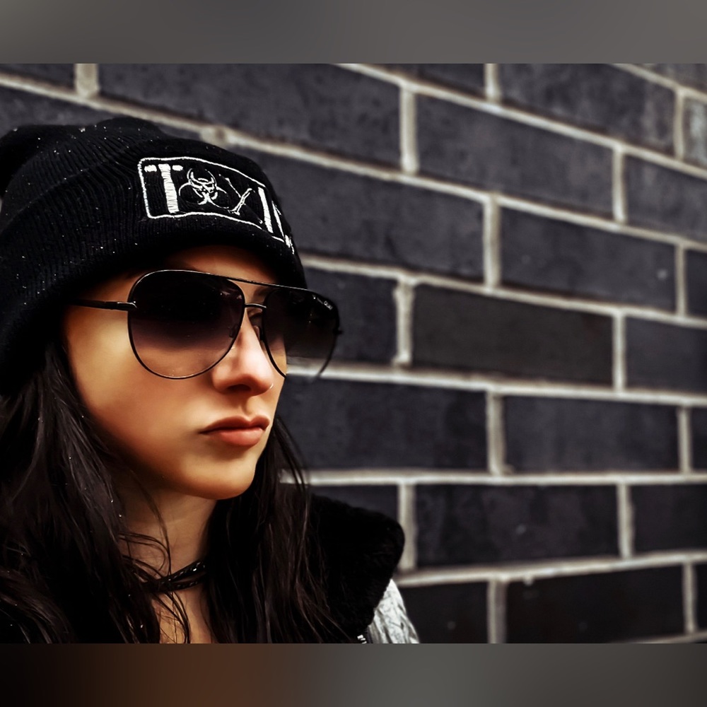 Unisex Toxic Embroidered Black Beanie